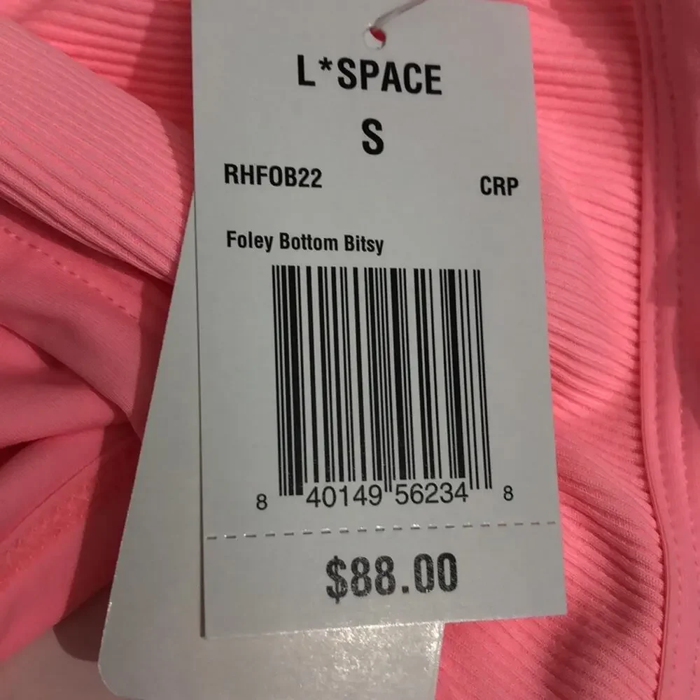 L*Space Foley Bitsy Ribbed Bikini Bottom Crystal Pink Small NWT